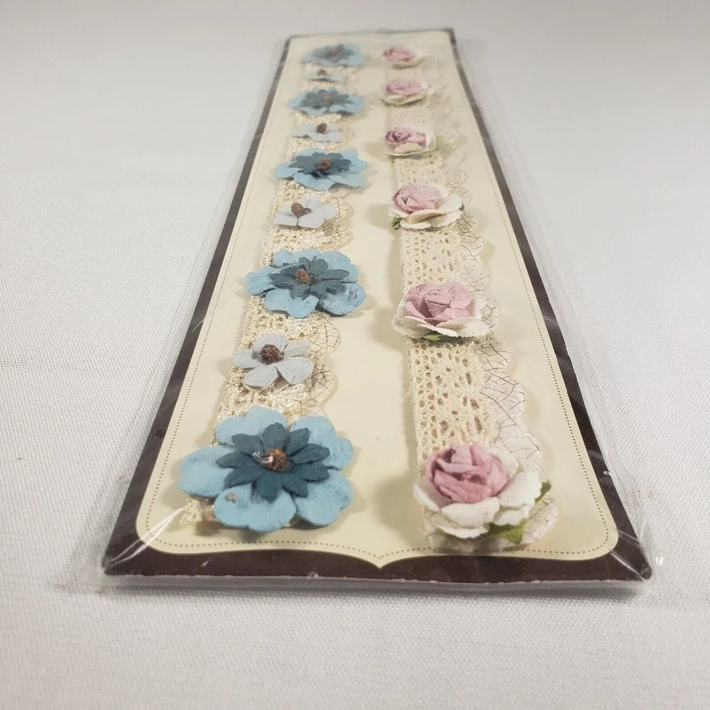 Recollections Floral‎ Lace Scrapbook Embellishments Pack Of 2 Blue Pink